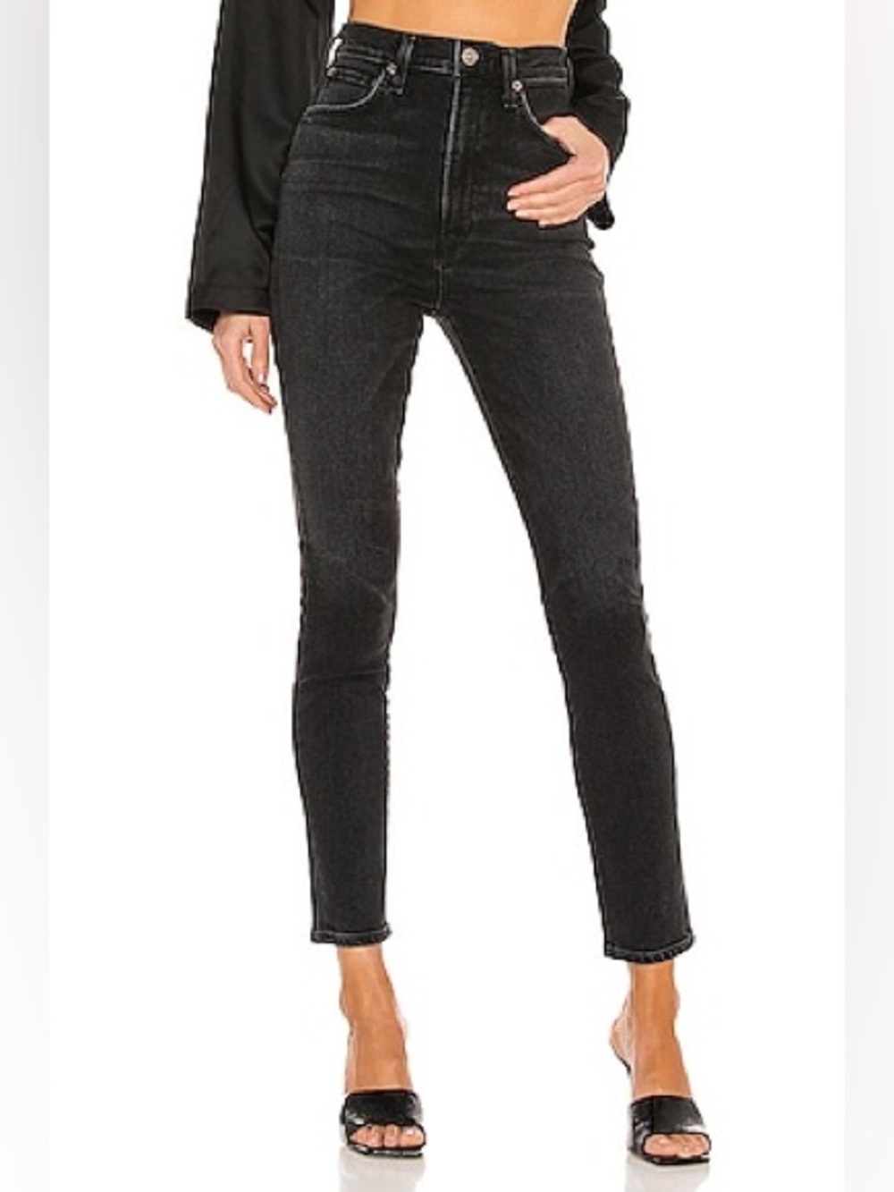 AGOLDE Pinch Waist High Rise Skinny Jeans Hotline Black Wash Size 28